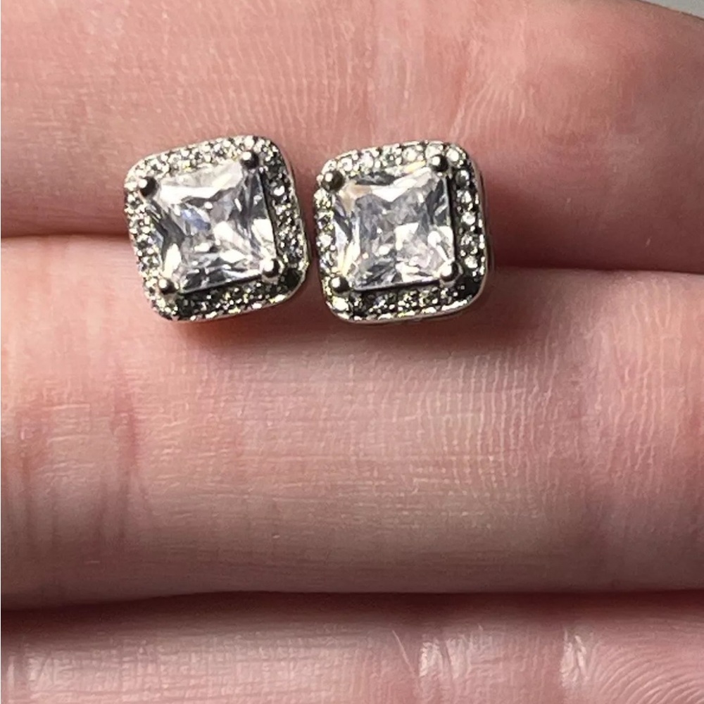Sterling Silver Cubic Zirconia 10mm Stud Earrings